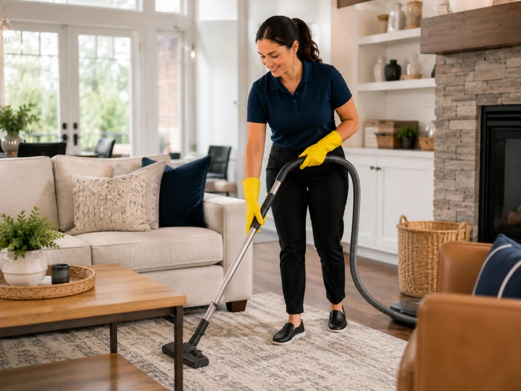 Hourly cleaning service for living room and floors in Cleveland Ohio