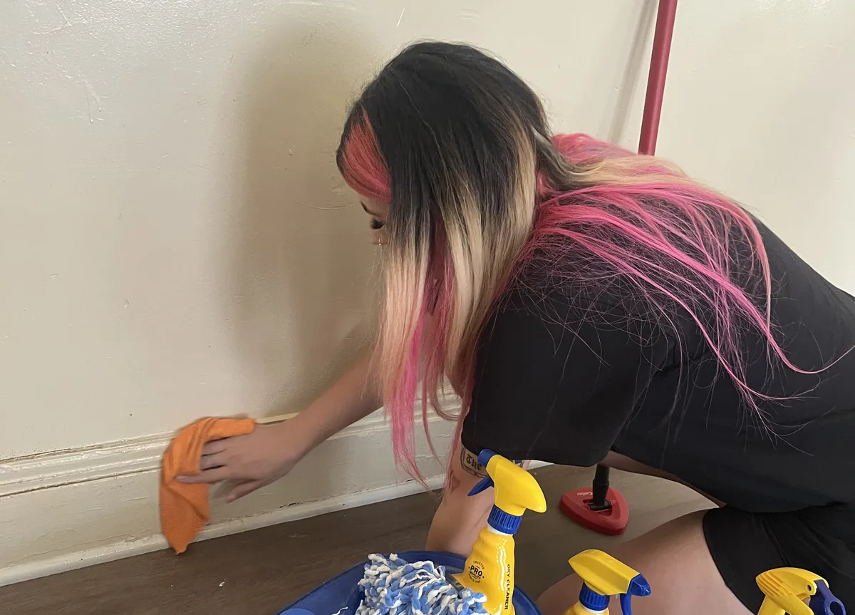 Hourly cleaning service — professional cleaner with full supplies kit
